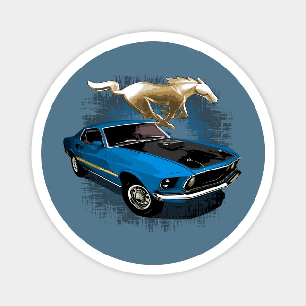 Blue 69 Mustang Mach 1 Magnet by ZoeysGarage